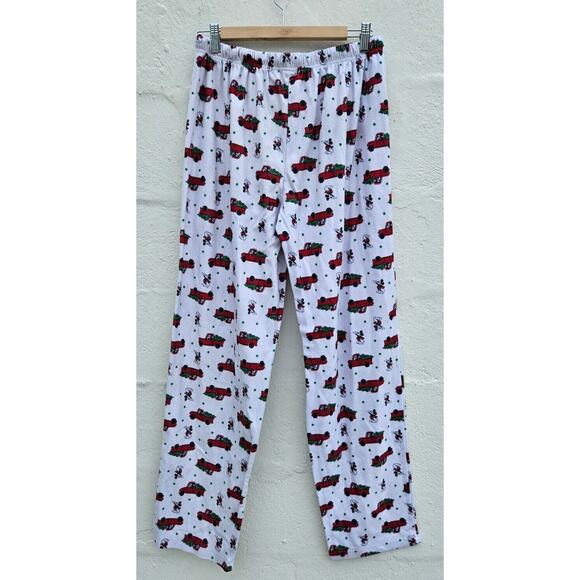 Mickey Mouse Pajama Pants Mens Large White Red Green Christmas Tree Drawstring - Picture 5 of 8
